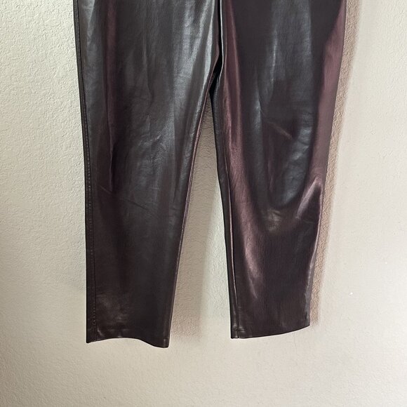 Aritzia Babaton Dark Brown Command Pant Mid-rise Vegan Leather Pants - Picture 7 of 13